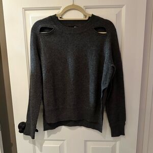 Aqua 100% Cashmere Charcoal Cut-Out Crew Neck Sweater. Size Small. Never Worn